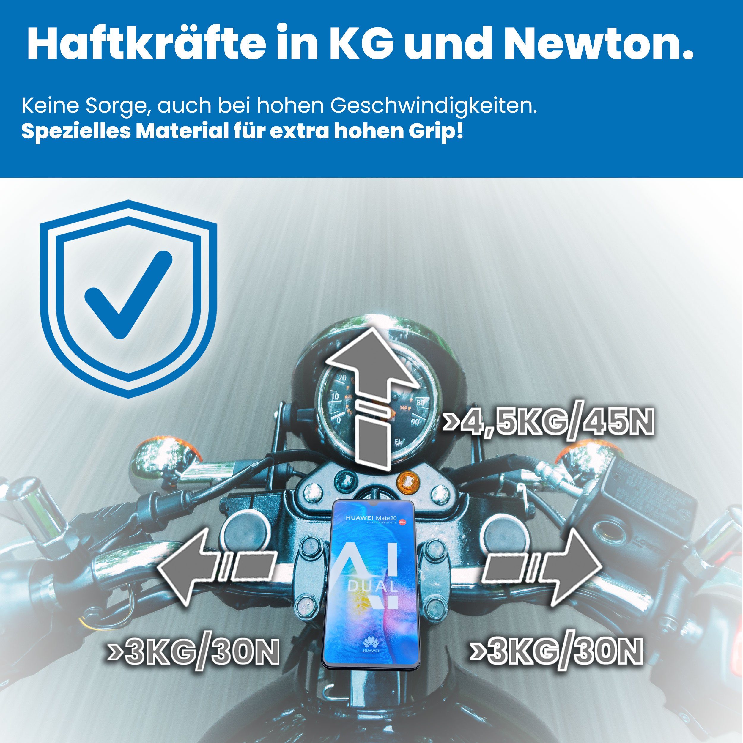 Bauer United Bauer United Universal 2.0 Handyhalterung Fahrrad Magnet, Made in Germany, robuste Magnethalterung für E Bike, Motorrad, E Scooter und Kinderwagen, Fahrrad Handyhalterung Magnet für jedes Handy Smartphone-Halterung, (Magnetisch, Stabil,