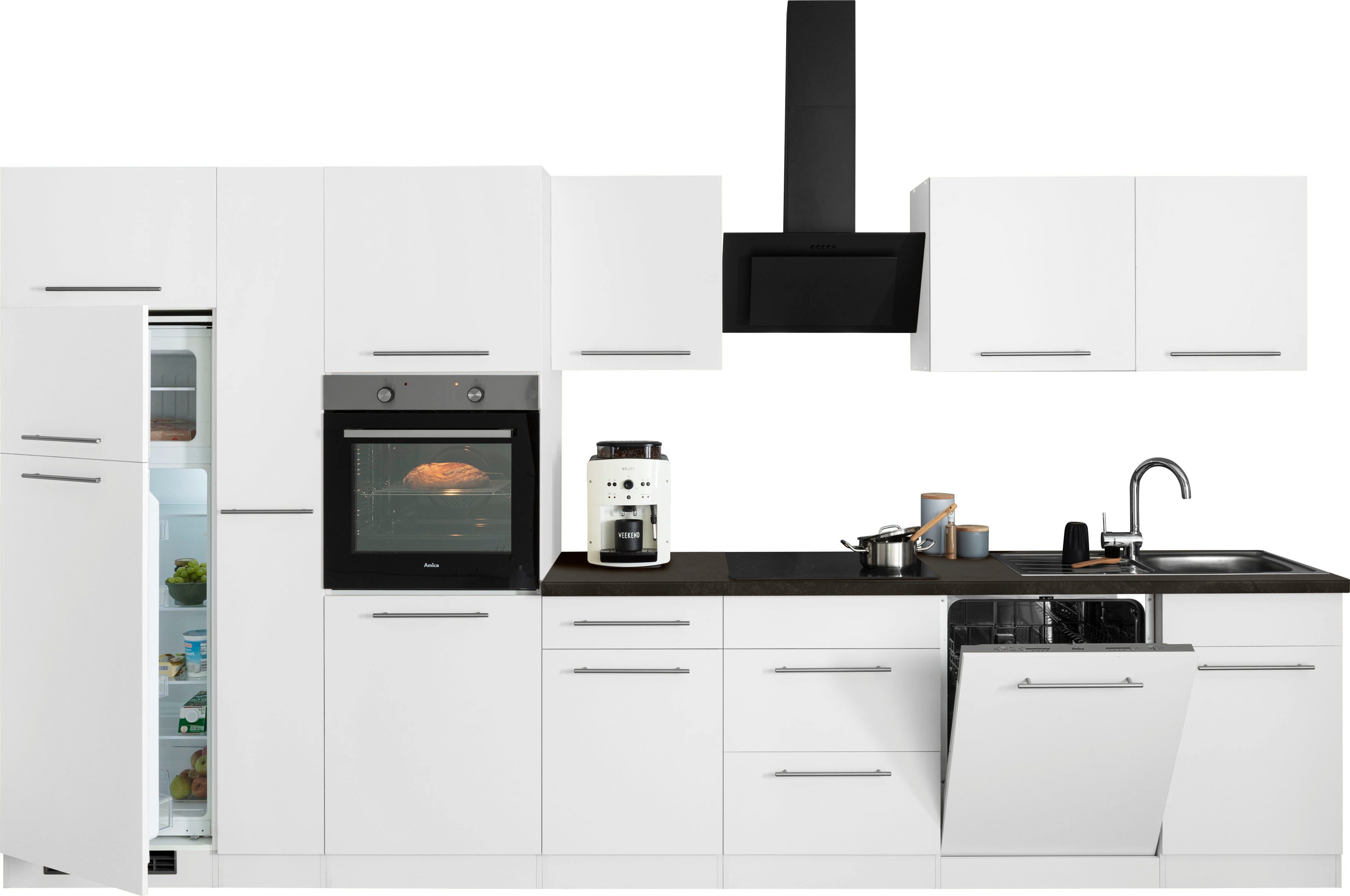 wiho Küchen Küchenzeile Unna, mit E-Geräten, Breite 370 cm