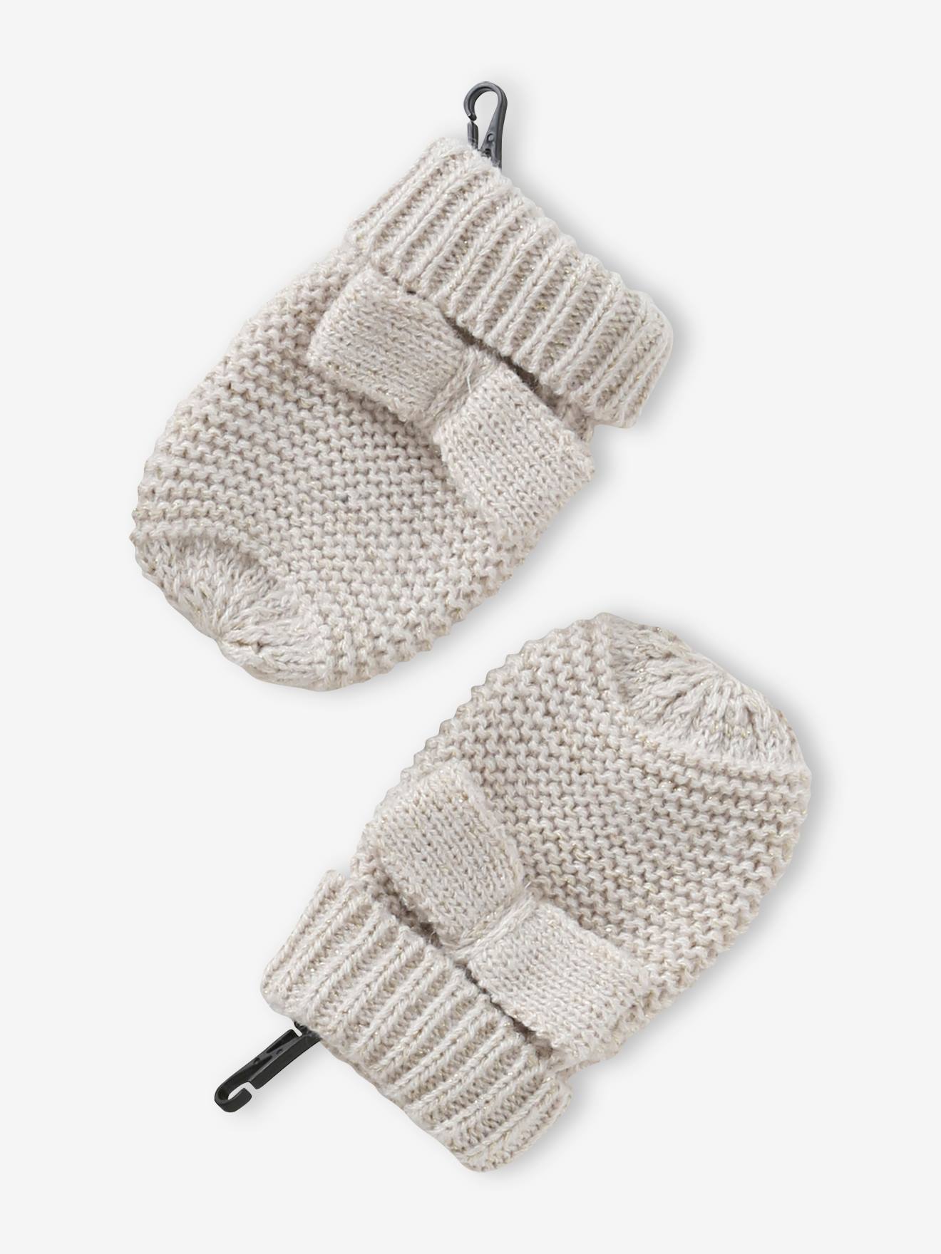 Vertbaudet Mädchen Baby-Set: Mütze, Rundschal & Fäustlinge - wollweiß