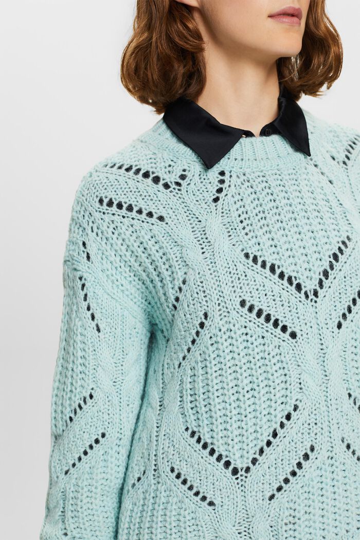 Offenmaschiger Pullover aus Wollmix