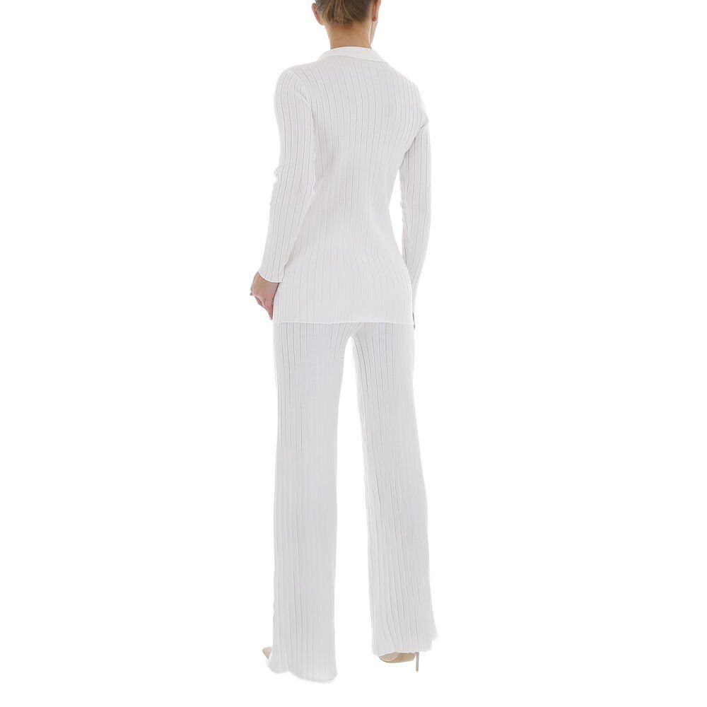 Ital-Design Freizeitanzug Damen Freizeit, Stretch Zweiteiler in Weiß