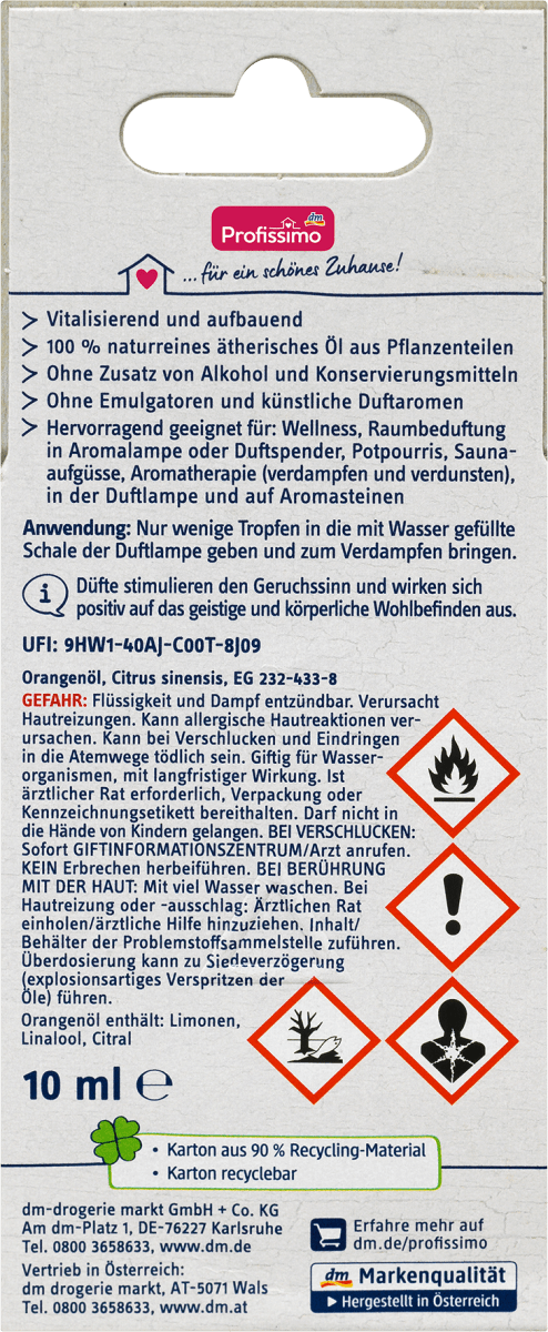 naturreines ätherisches Öl Orange, 10 ml
