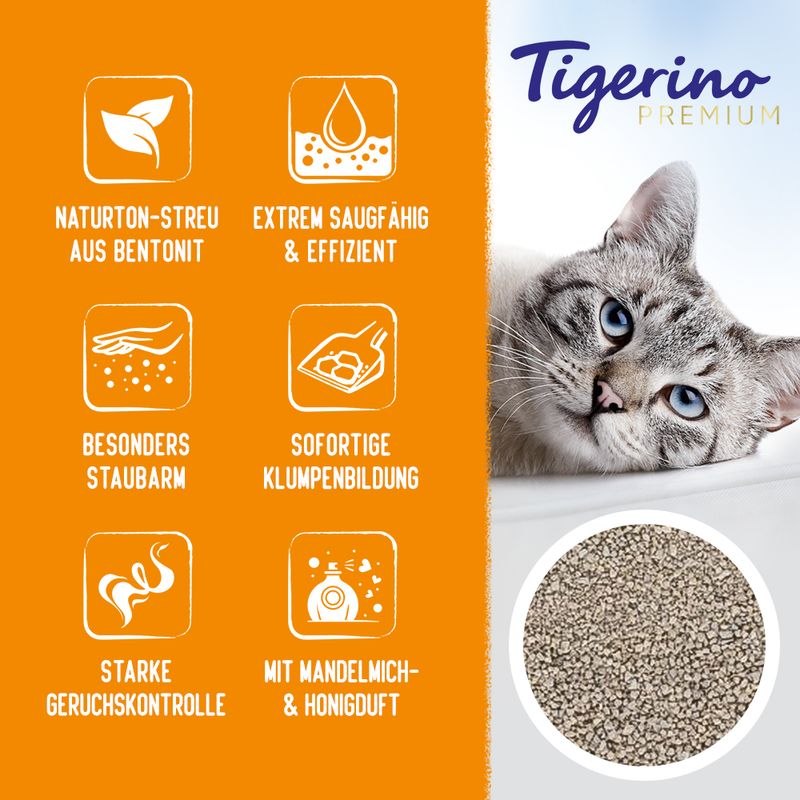 Tigerino Premium Katzenstreu - Mandelmilch & Honigduft | bitiba %
