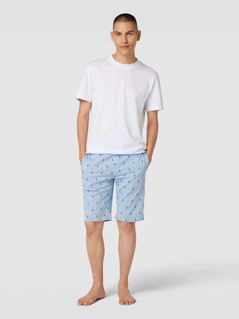 Sweatshorts mit Label-Print in hellblau