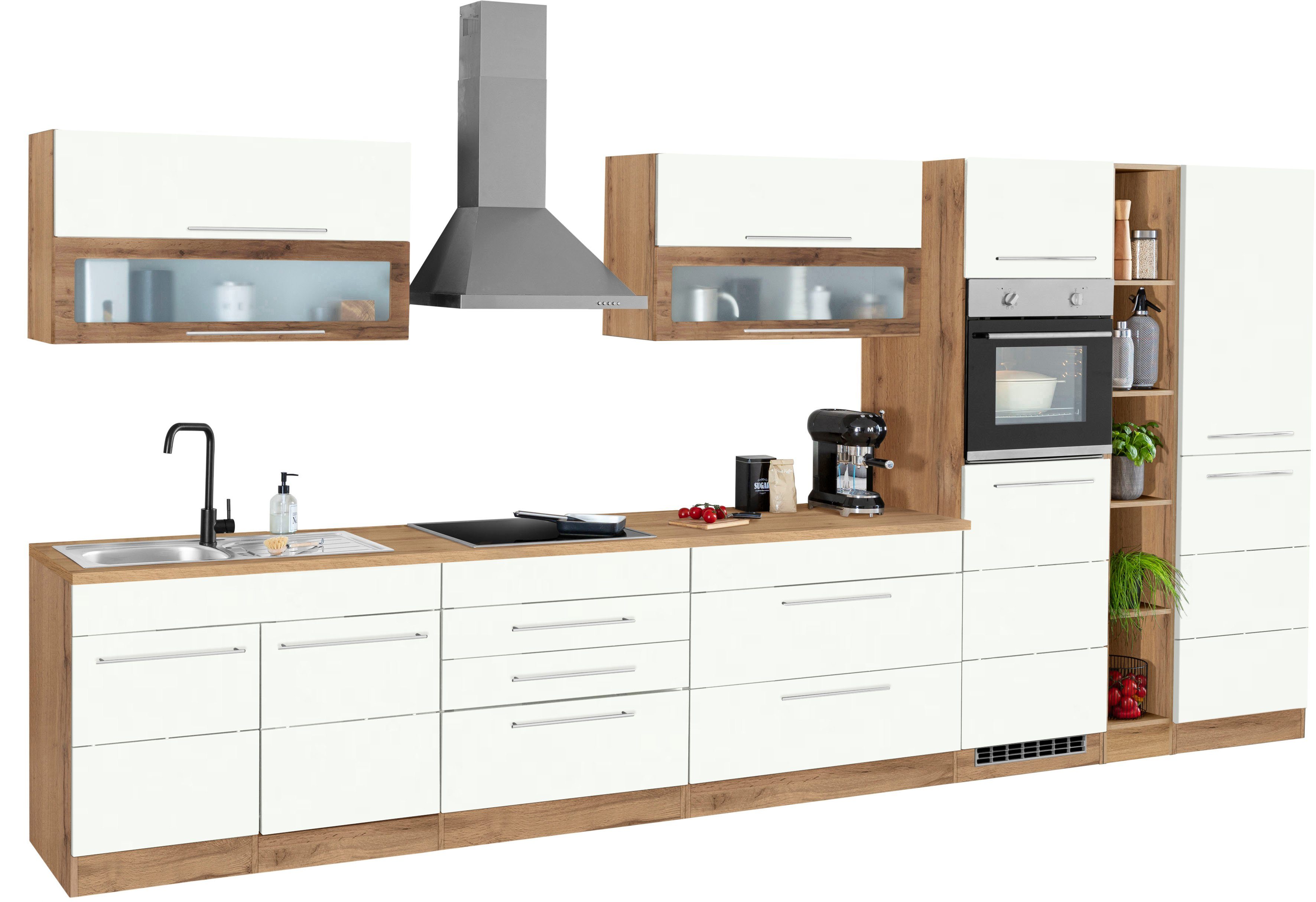 HELD MÖBEL Küchenzeile Wien, Breite 430 cm, wahlweise mit E-Geräten und Induktion