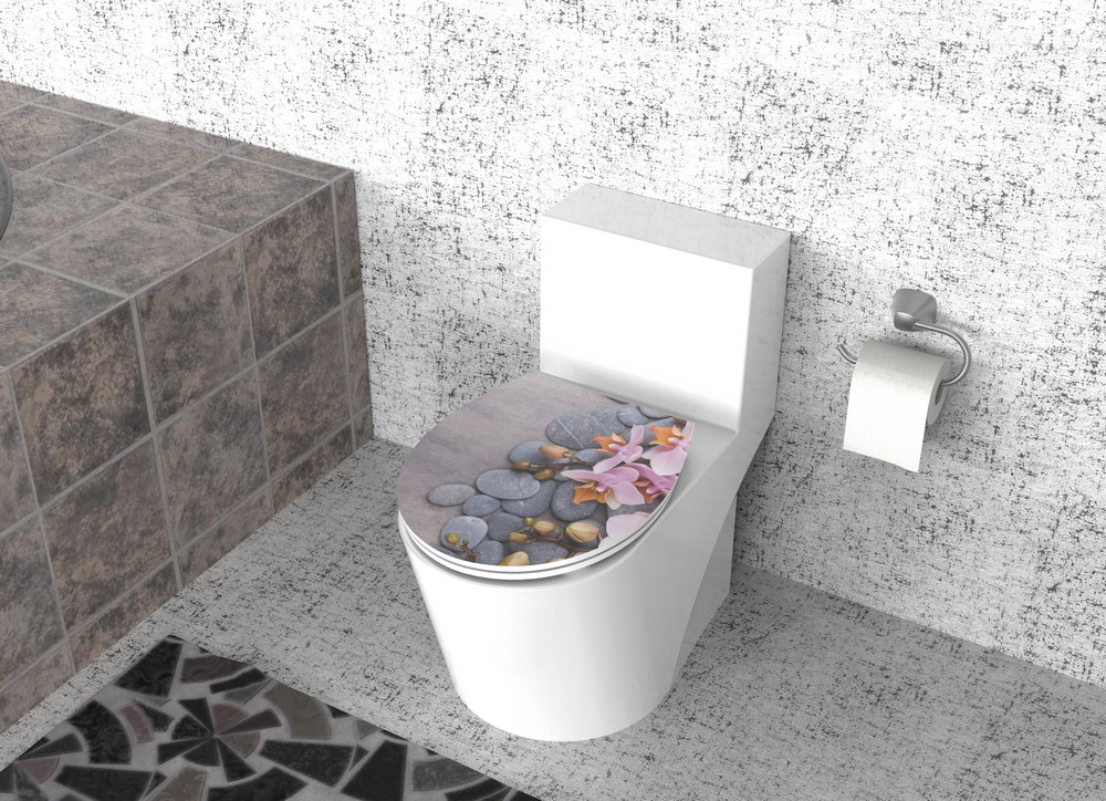 K&H Sanitary Duschwell Duroplast WC-Sitz Carving Printing - Stein Orchidee