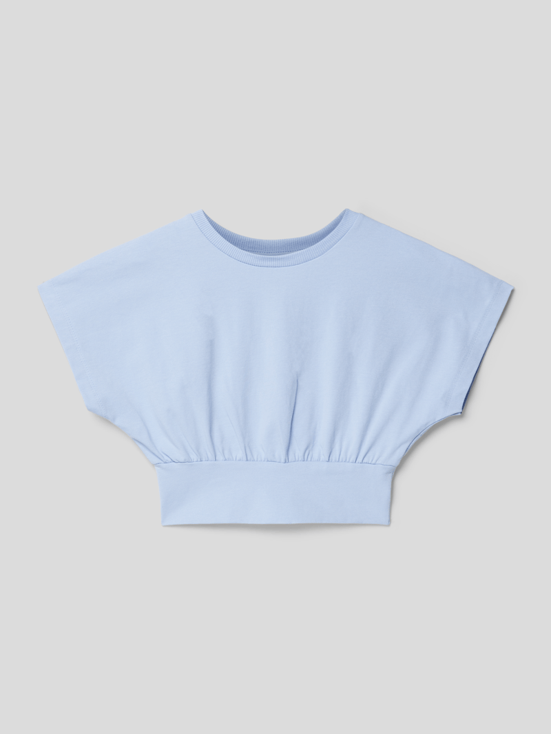 T-Shirt mit elastischem Bund Modell 'Boxy' in bleu