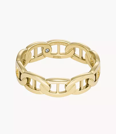 Fossil Ring Heritage D-Link Edelstahl goldfarben