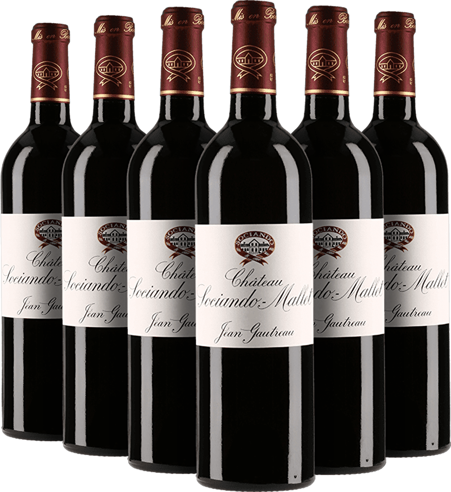 Château Sociando-Mallet 6 Flaschen Château Sociando Mallet Cru Bourgeois 2022 in Holzkiste