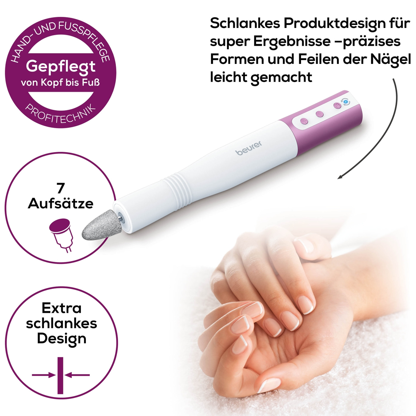 Beurer Maniküreset MP 52-Elektrisches Nagelpflegeset im schlanken Design
