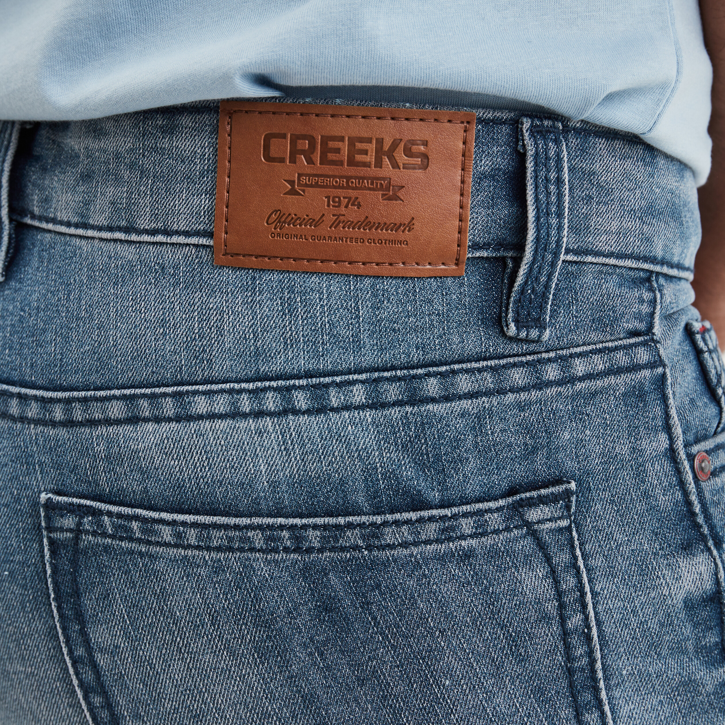 Jeans straight 5 poches Creeks denim bleach homme | La Halle