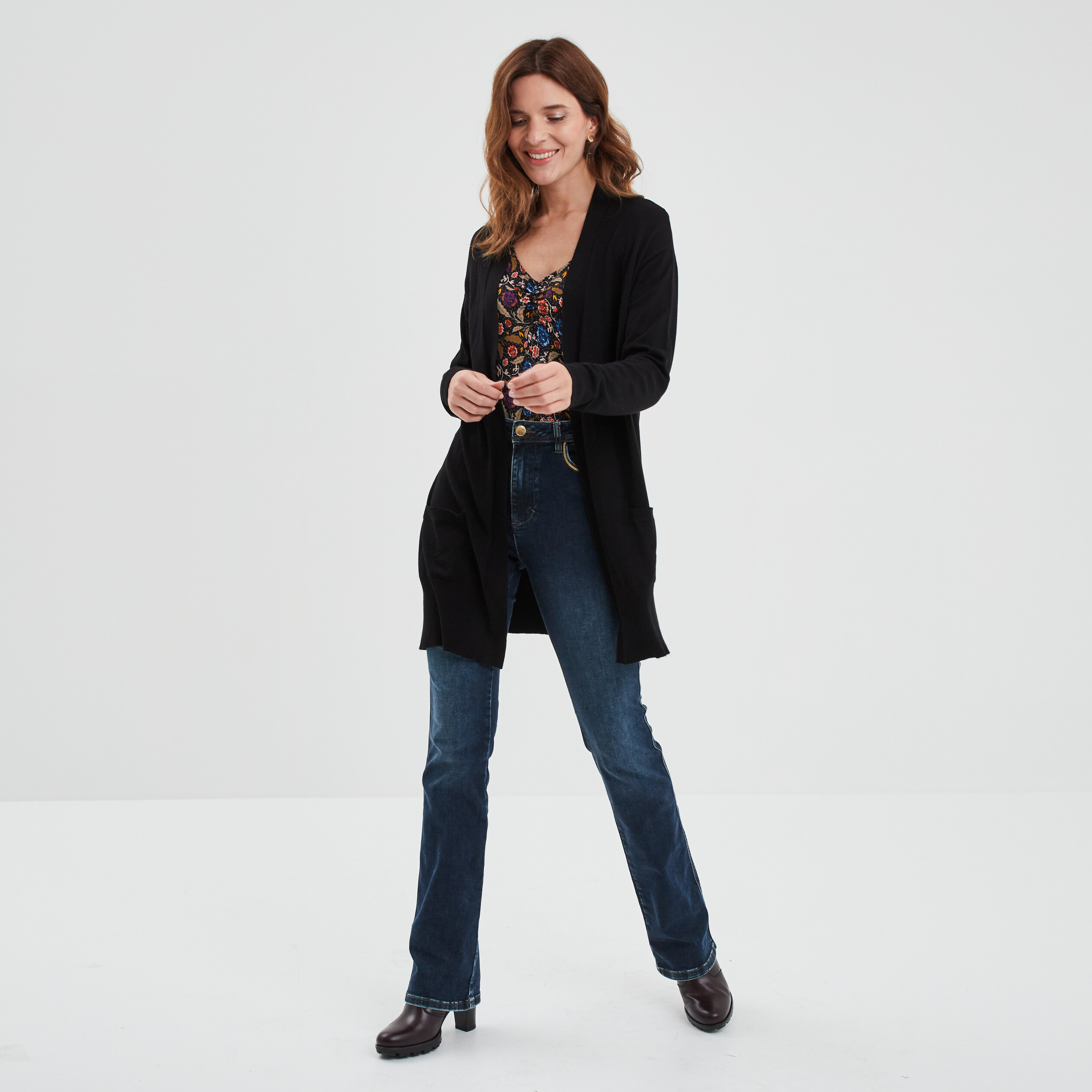 T-shirt col en V manches longues multicolore femme | La Halle