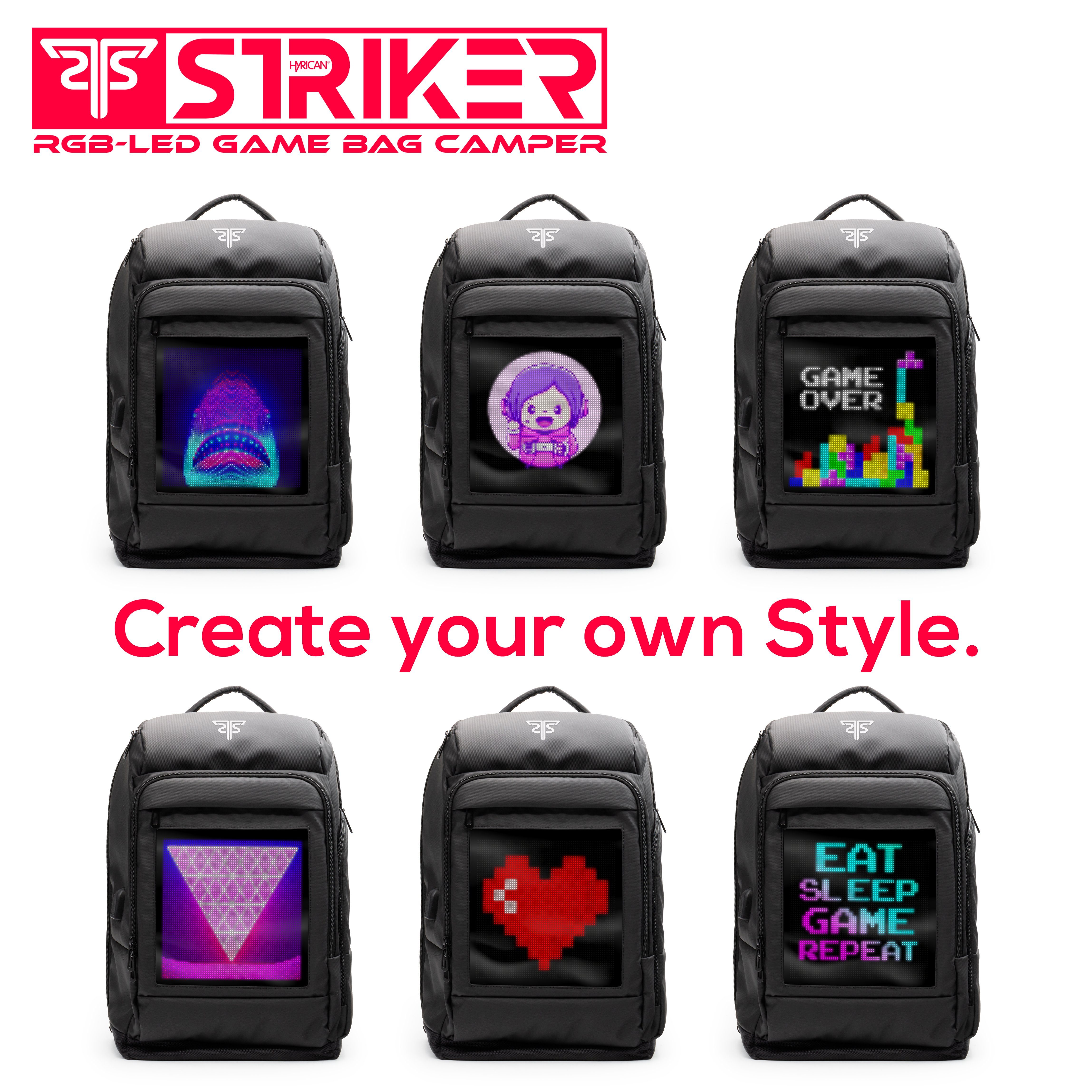 Hyrican Laptoprucksack Striker Game Bag CAMPER LED Laptoprucksack, 17,3'' Notebook, 12
