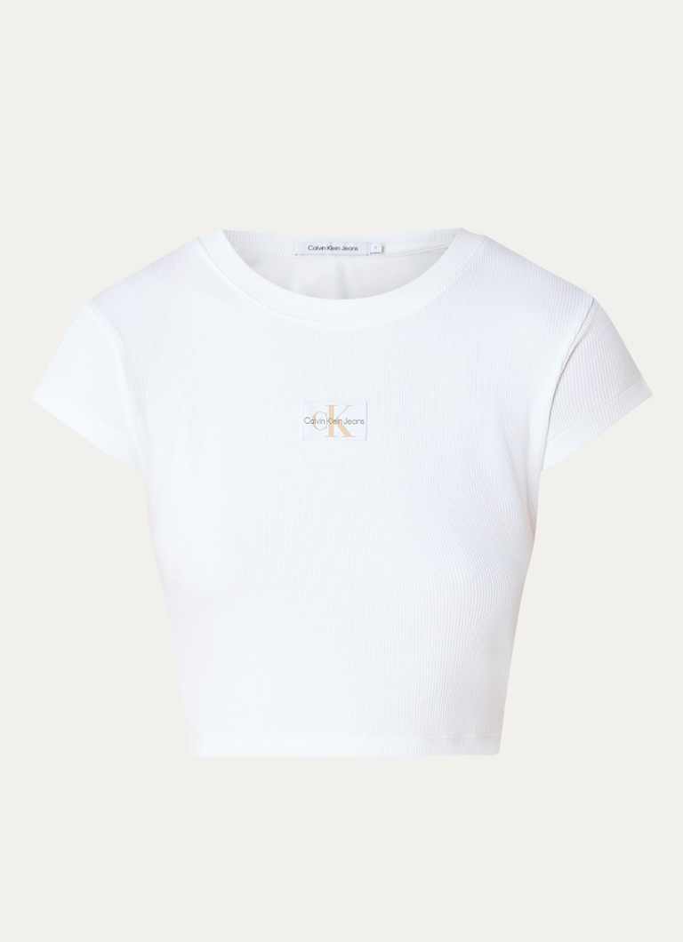 Top corto a coste con logo Calvin Klein