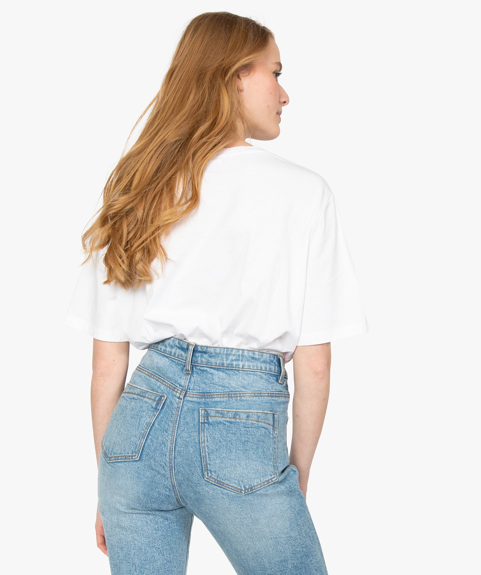 Tee-shirt femme ample à motif brillant blanc | GEMO