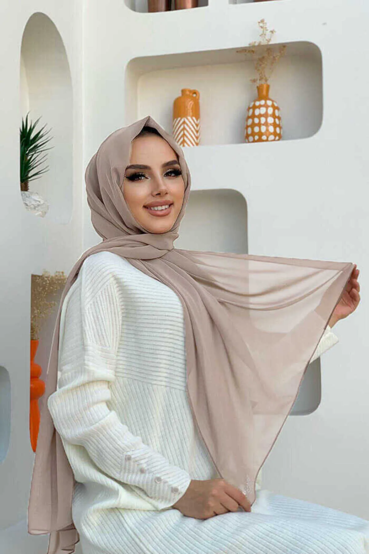 Bym Fashion  2019 Chiffon-Schal, Stein