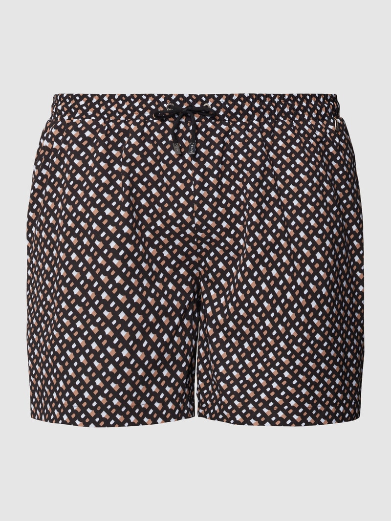 PLUS SIZE Badehose mit Allover-Muster Modell 'Manu' in beige