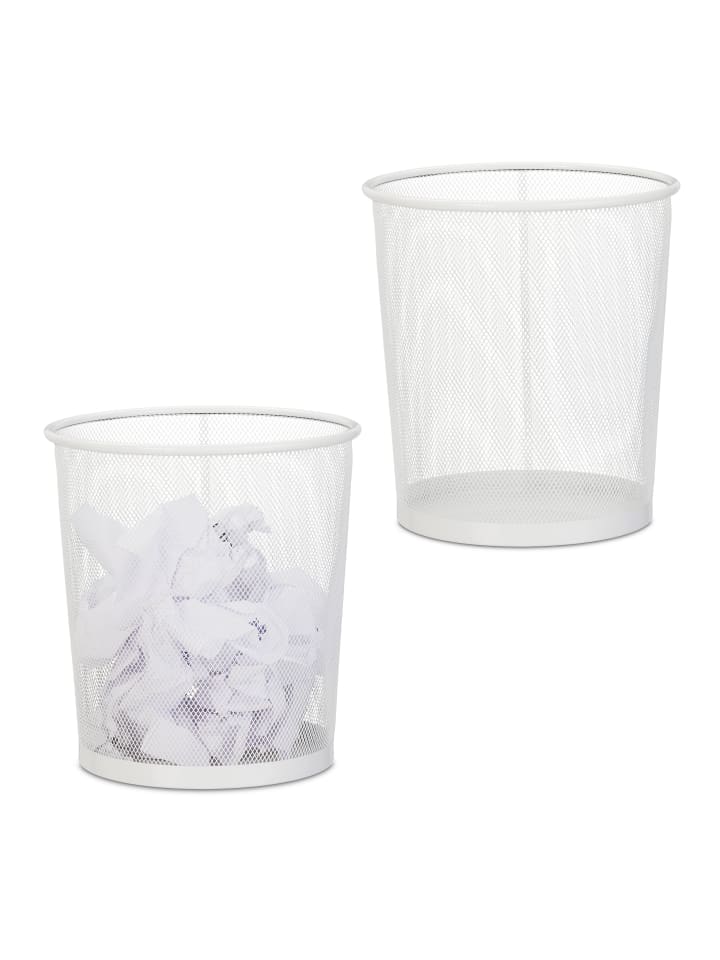 relaxdays 2x Papierkorb in Weiß günstig kaufen onesize