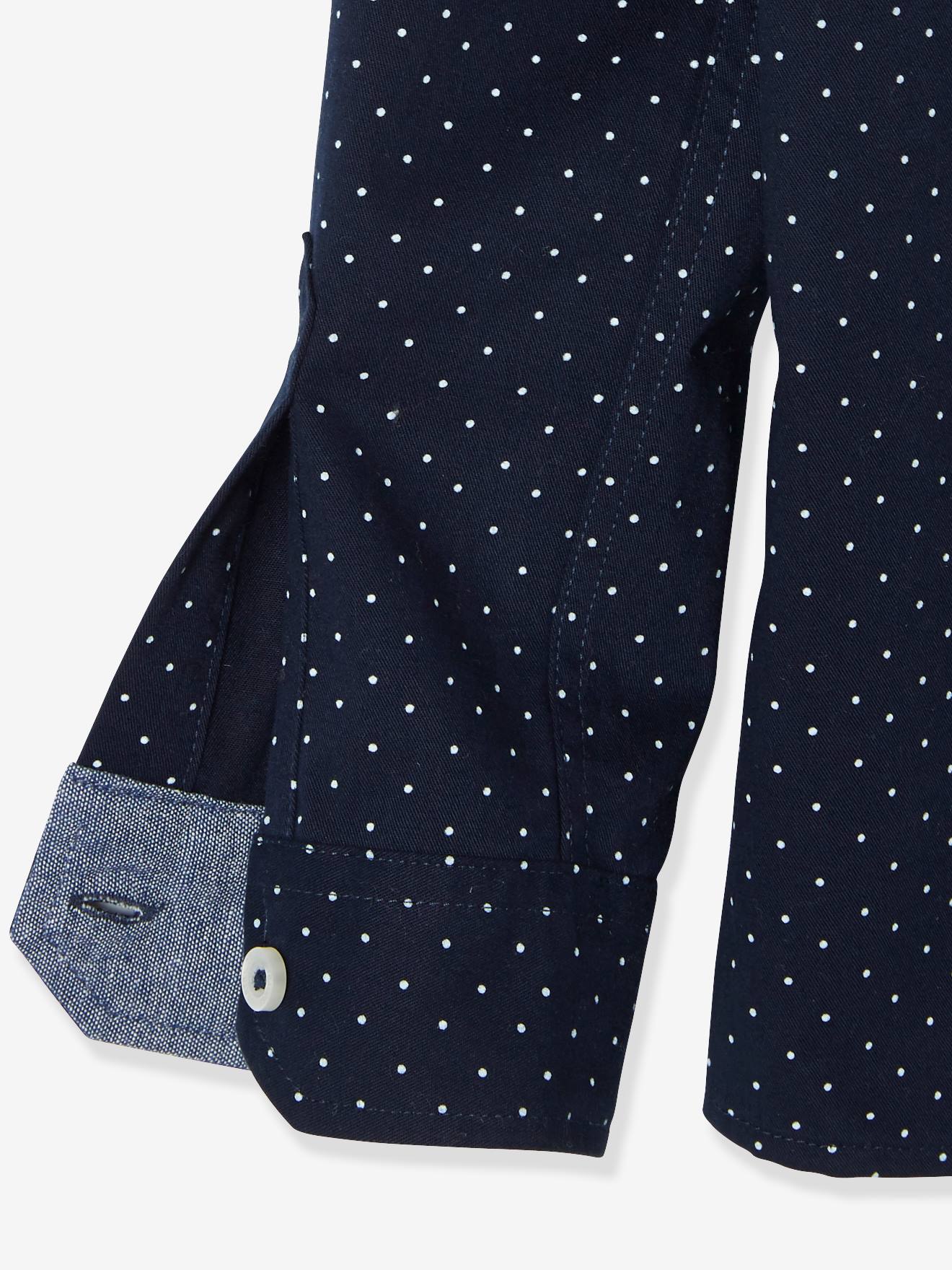 Chemise garçon imprimée pois marine imprimé