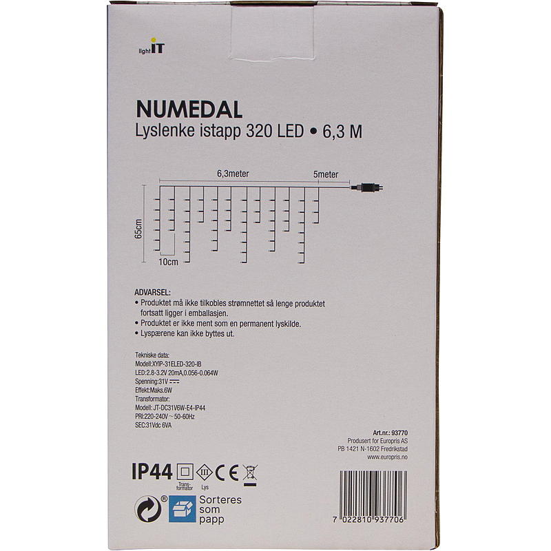 Home Lyslenke 320 LED Istappper, varmhvit, Numedal