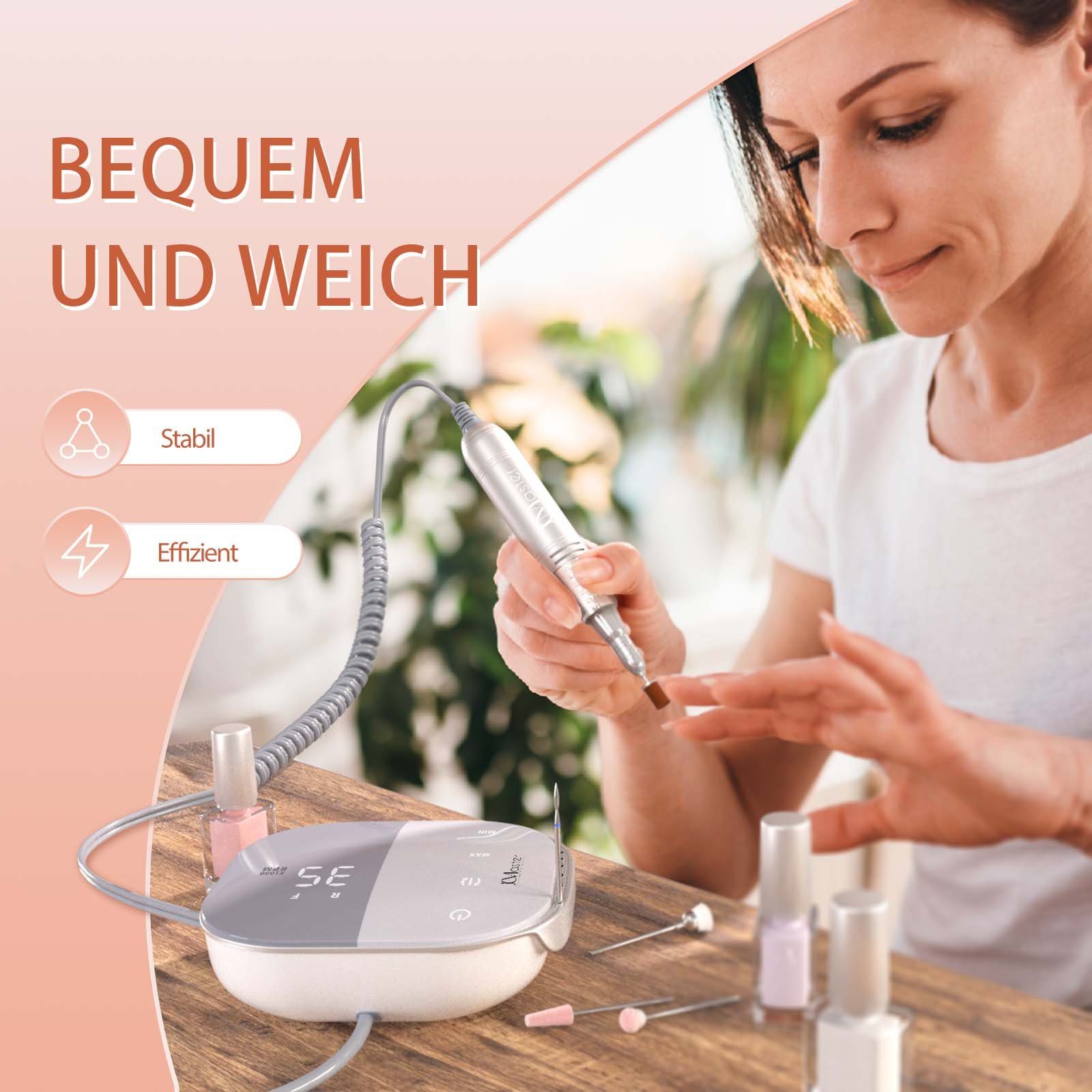 JCMaster Maniküre-Pediküre-Set, TouchPro+ Nagelfräser 35000RPM 4 Aufsätze