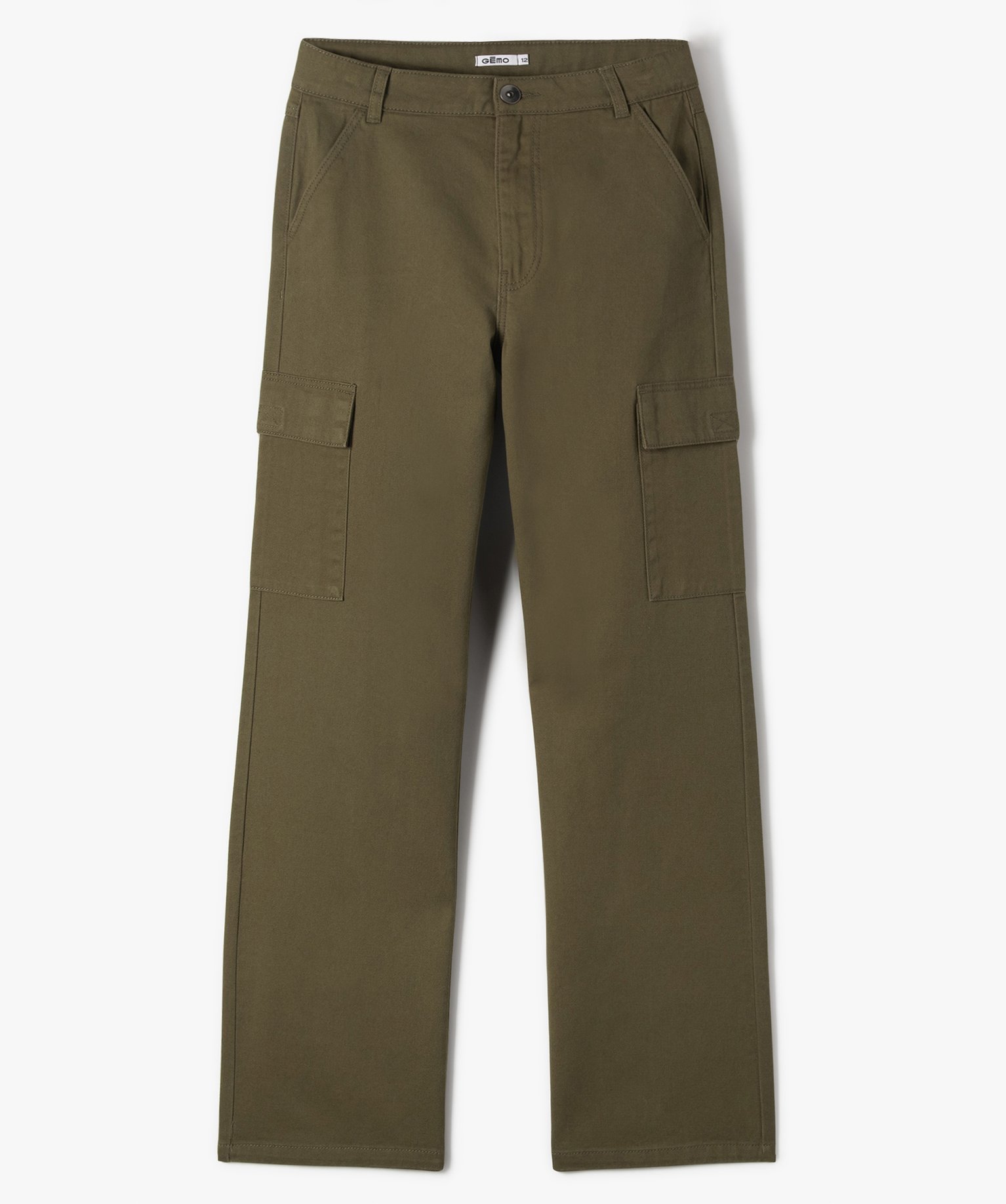 Pantalon ample avec poches à rabat sur les cuisses fille kaki | GEMO