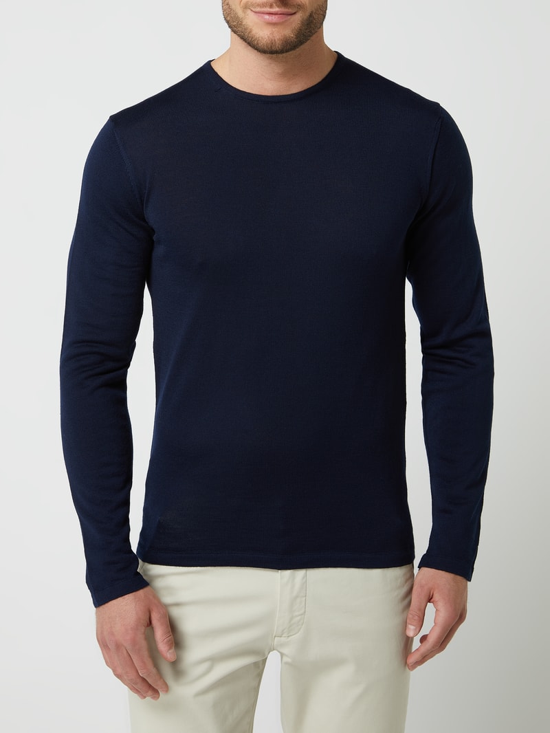 Pullover aus Wollmischung in marineblau