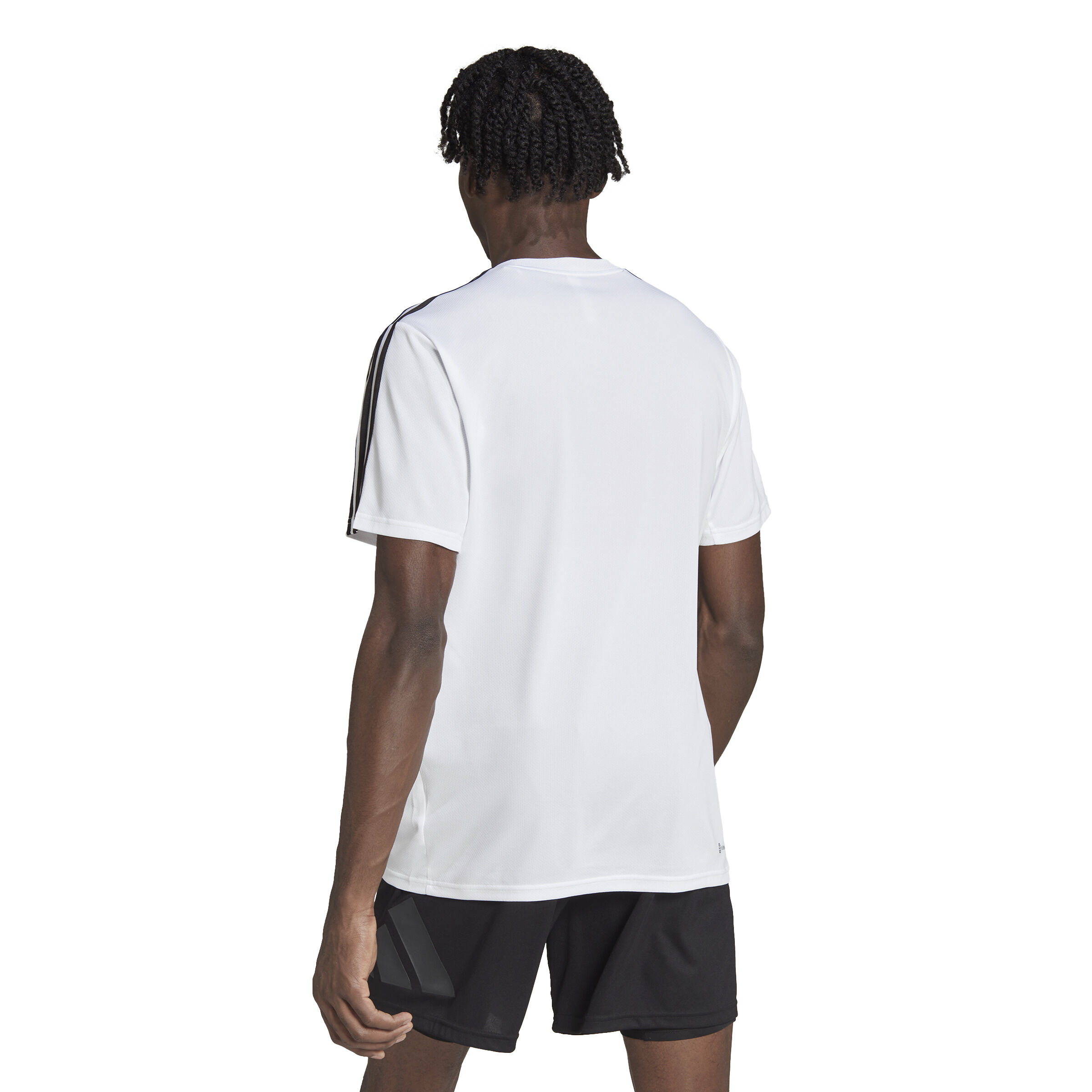 Essentials Train 3-Stripes Training T-Shirt Herren - Weiß, Schwarz