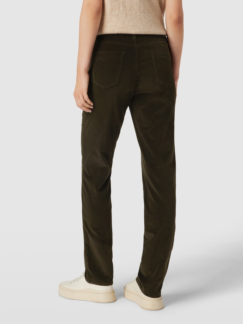 Slim Fit Jeans in Samt-Optik Modell 'Mary' in dunkelgrün
