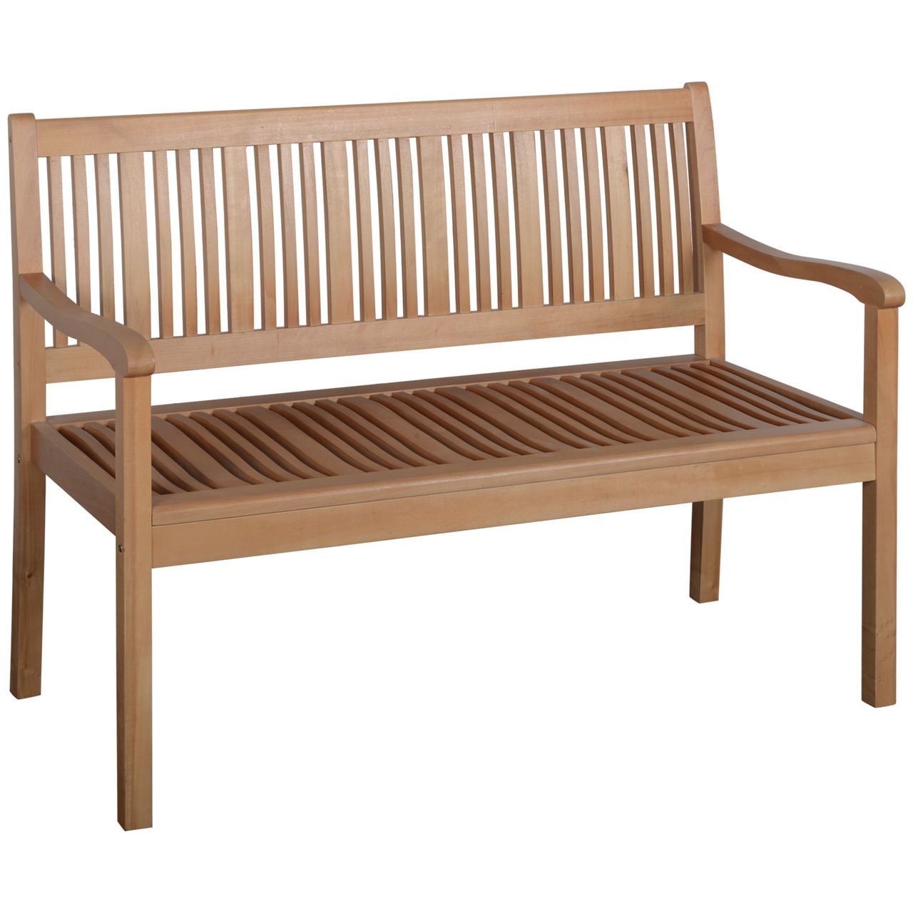 Outsunny Gartenbank 2-Sitzer Sitzbank aus Holz Parkbank bis 180 kg Bank Terrassenbank mit Rückenlehnen Gartenmöbel Pappelholz Gelb 126,8 x 62 x 91,3 cm