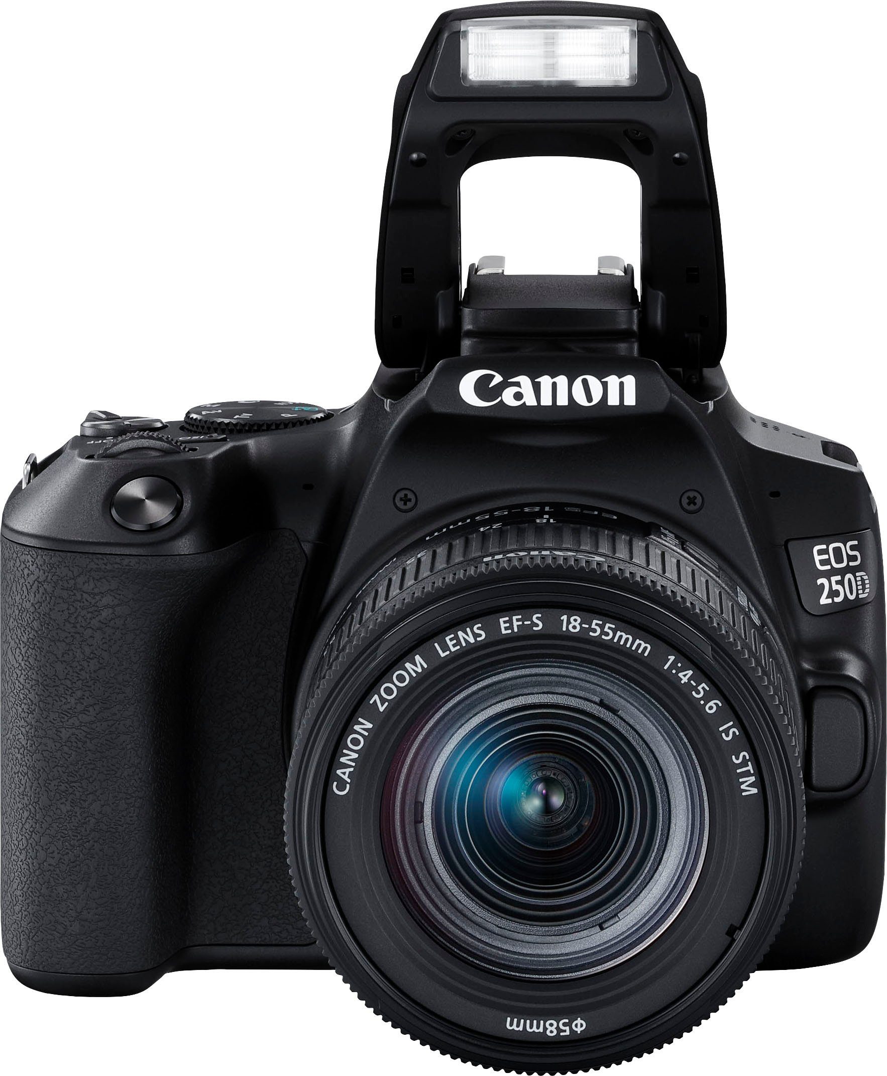 Canon 250D + EF-S 18-55mm f/3.5-5.6 III + SB130 Kit Systemkamera (EF-S 18-55mm f/3.5-5.6 III, 24,1 MP, Bluetooth, WLAN)
