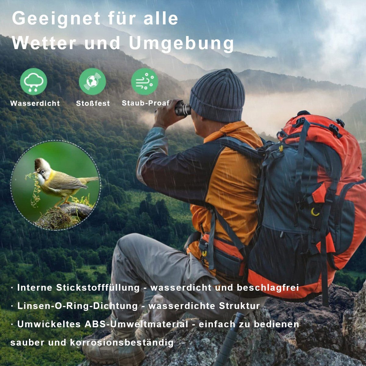 flowgoer Monocular Telescope 50 x 60, HD Monoculars, with 10x Magnification Fernglas (with Holder for Smartphone and Tripod, Monocular Binoculars)