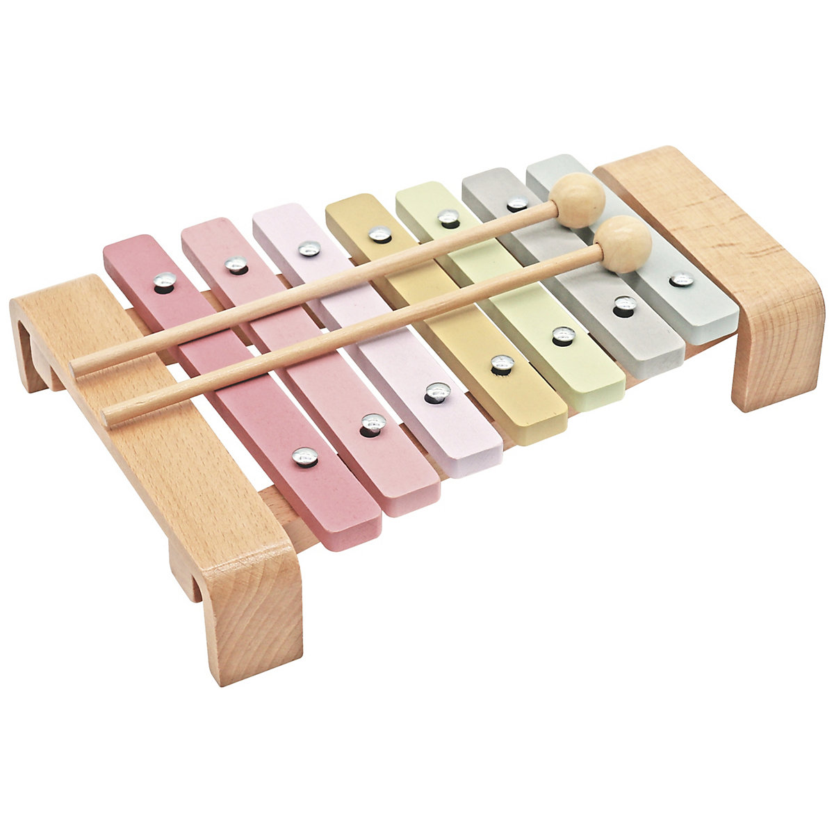 Xylophone, Pädagogisches Spielzeug für die Kleinsten, Holzkisten für Kleinkinder, Bunte Zipfelsteine mit 2 Sticks, Bunte Musikinstrument