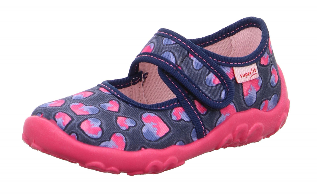 BONNY - Blau/Pink Hausschuh mit Klettverschluss