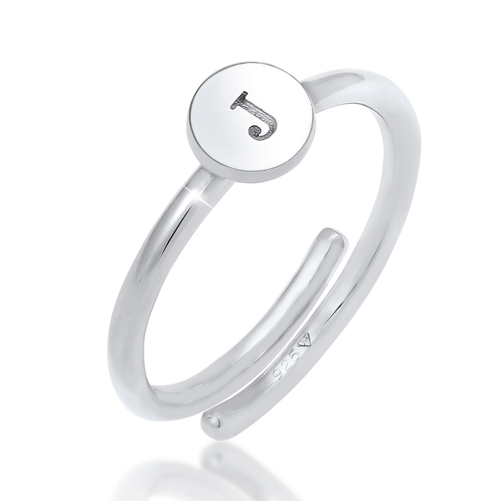 Elli Elli Bague Buchstabe J Kreis Verstellbar 925 Sterling Silber Bague