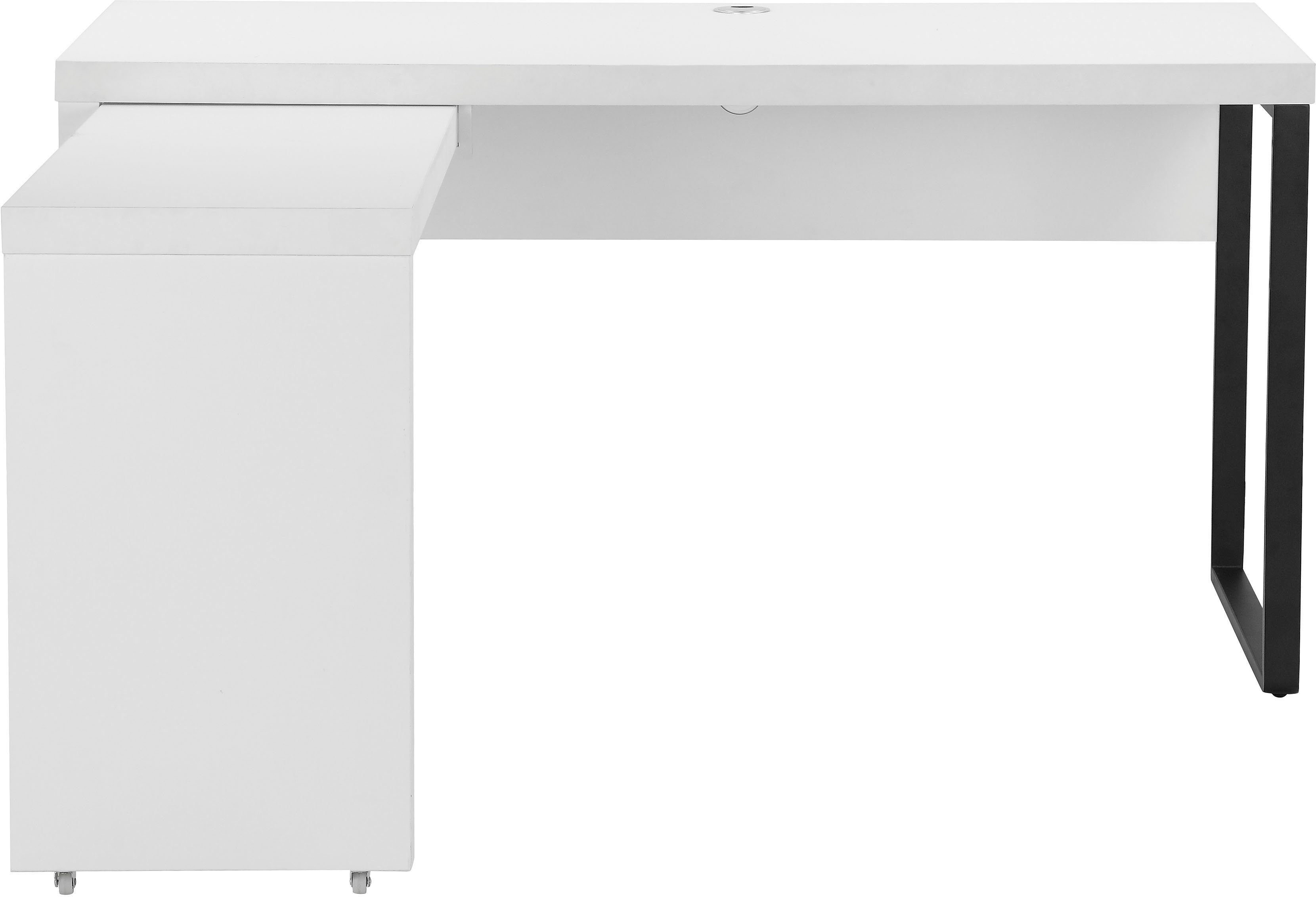 Places of Style Schreibtisch Maniago, mit rollbarem Element für mehr Arbeitsfläche, 140x81-131 cm