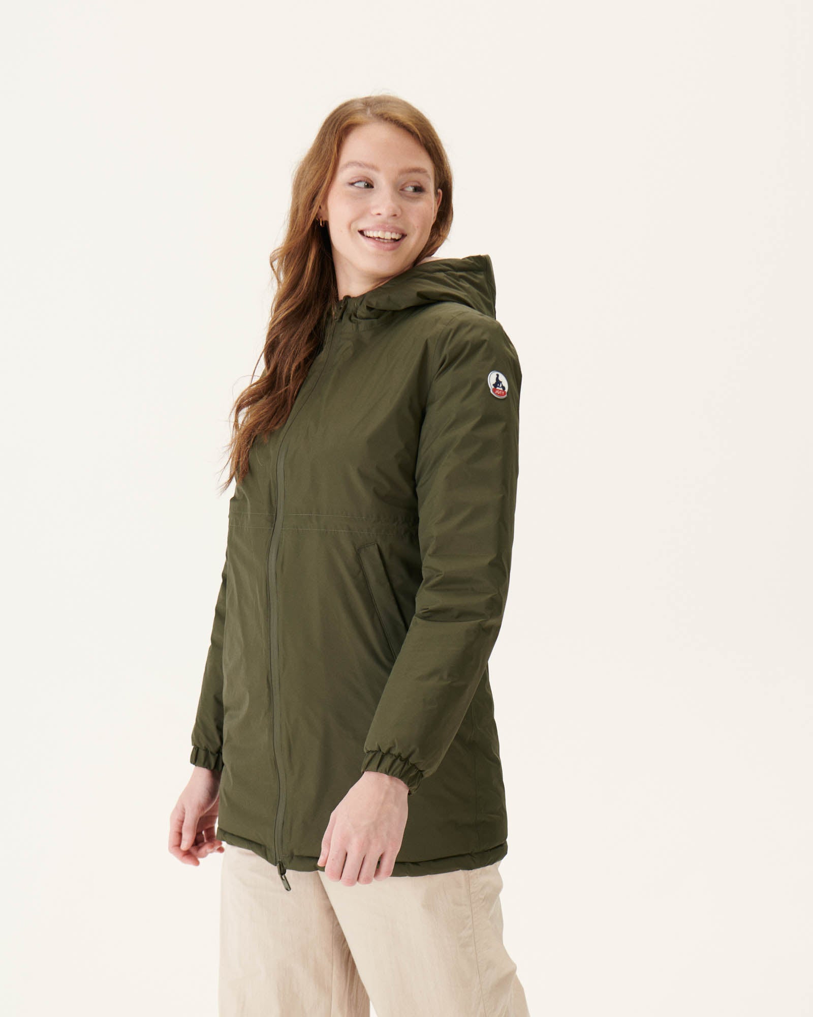 Doudoune longue réversible Army/Rose clair Roma