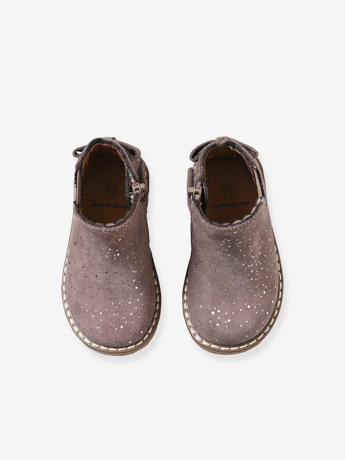 Boots cuir bébé fille élastiqués bleu marine