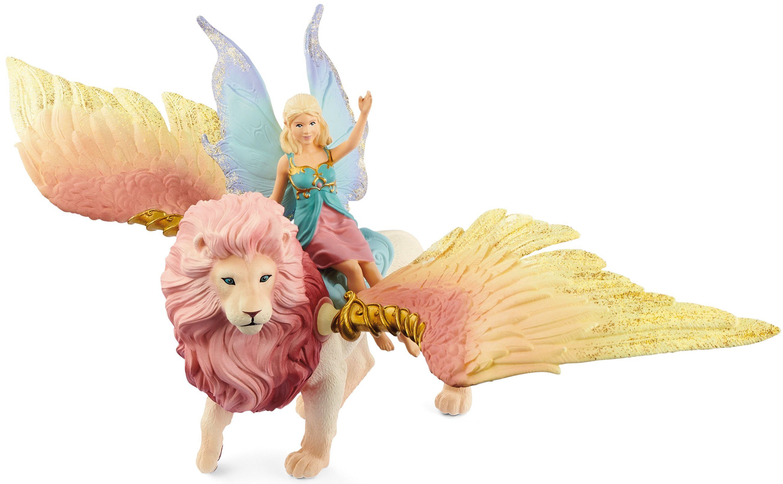 Schleich® Spielfigur BAYALA®, Elfe auf geflügeltem Löwe (70714)