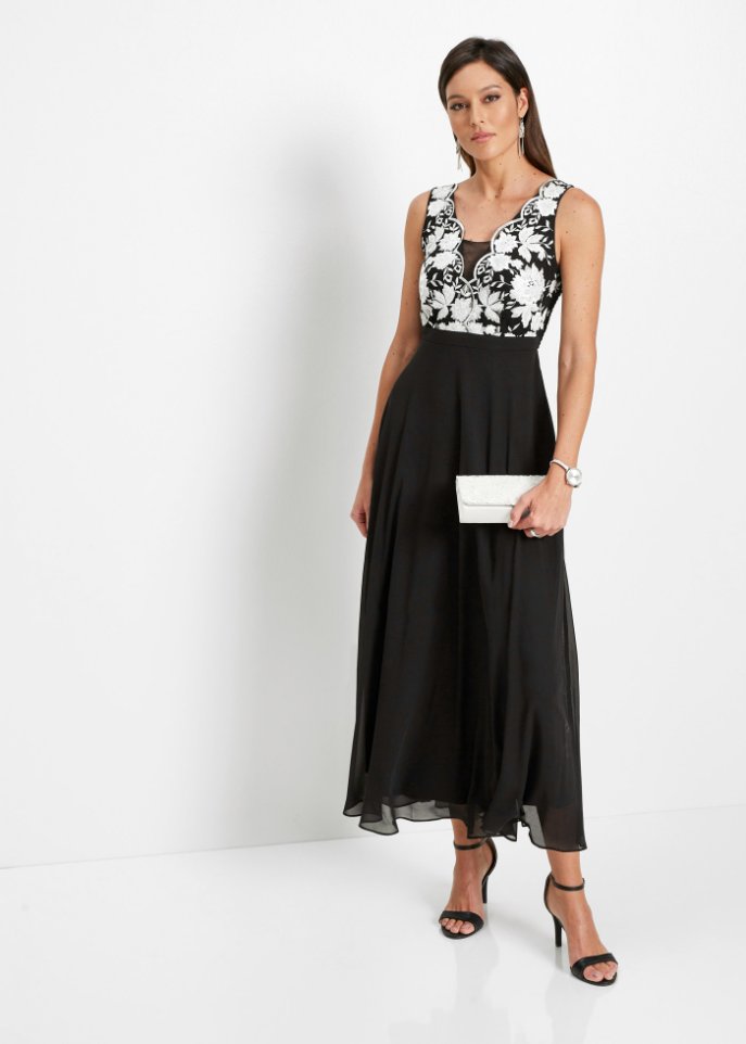 Chiffonkleid mit Pailettenstickerei
