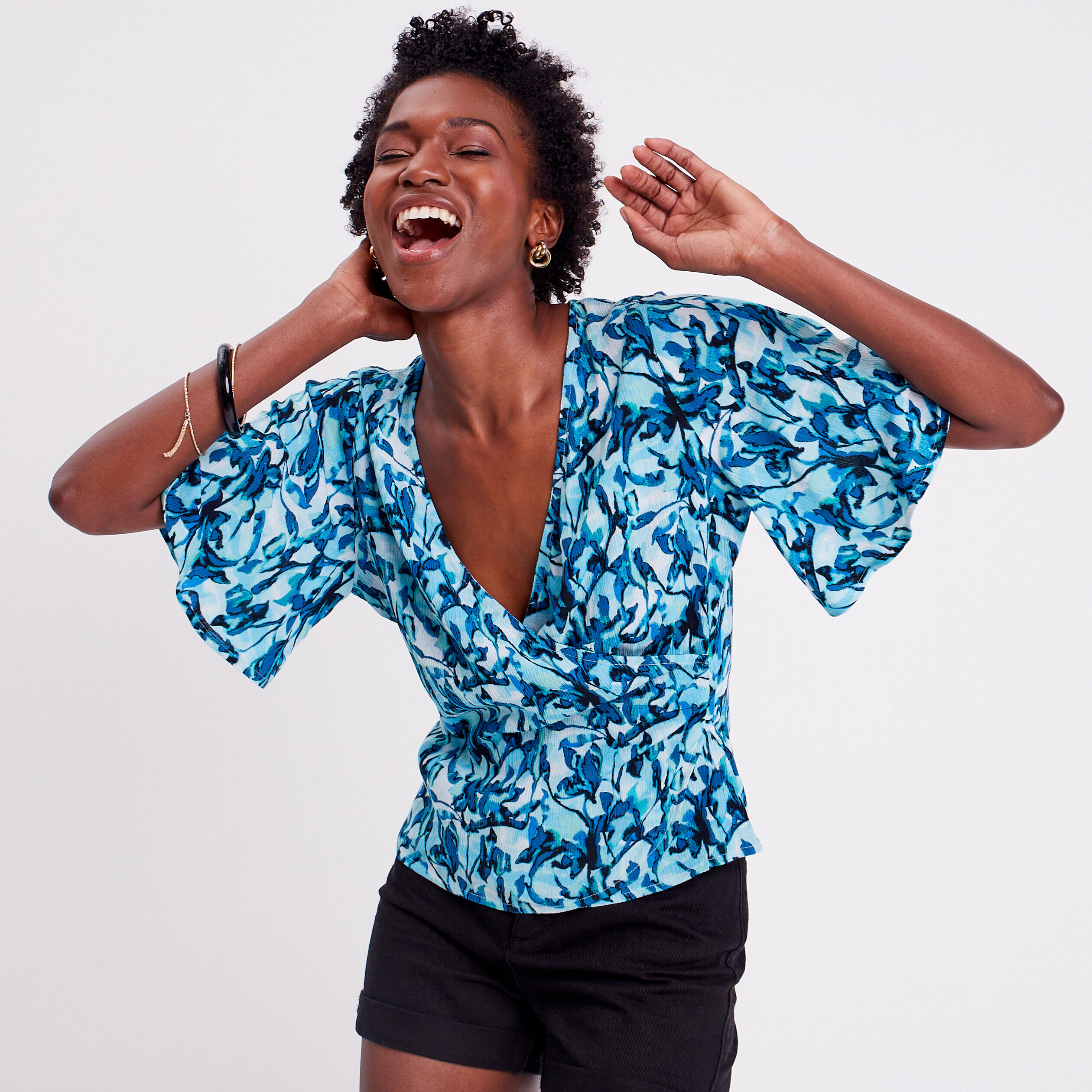 Blouse col cache-coeur blanc femme | Cache Cache
