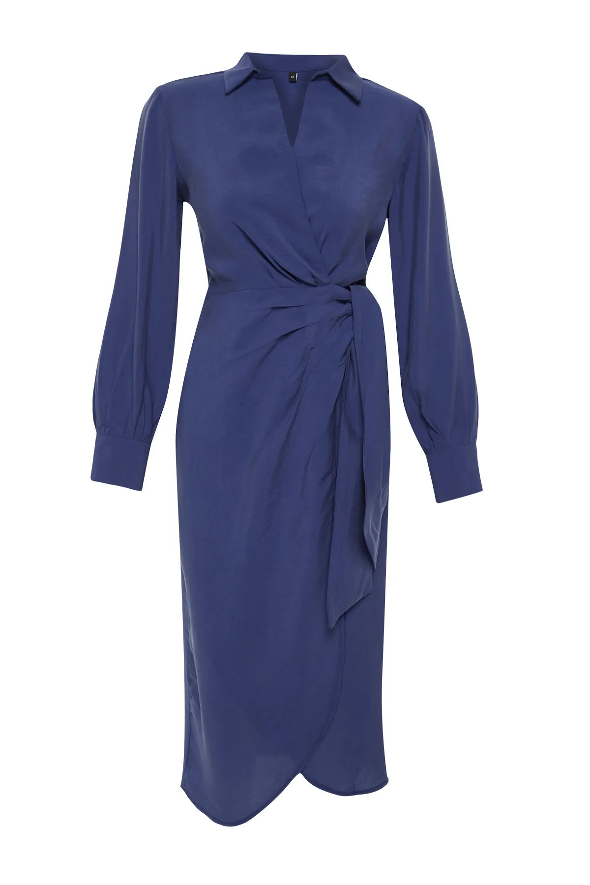 Trendyol Collection  Indigofarbenes, zweireihiges Midi-Webkleid TWOSS24EL00521
