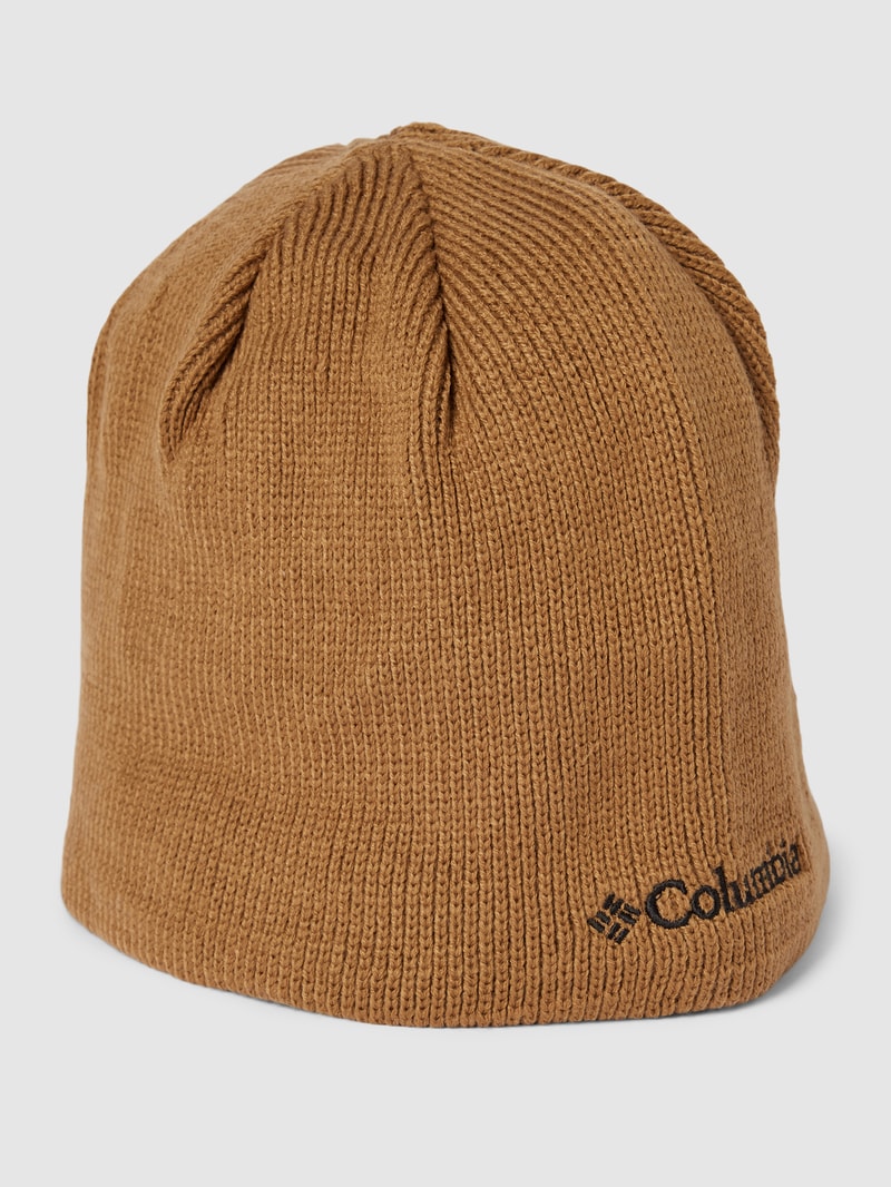 Strickmütze mit Label-Stitching Modell 'BUGABOO' in camel
