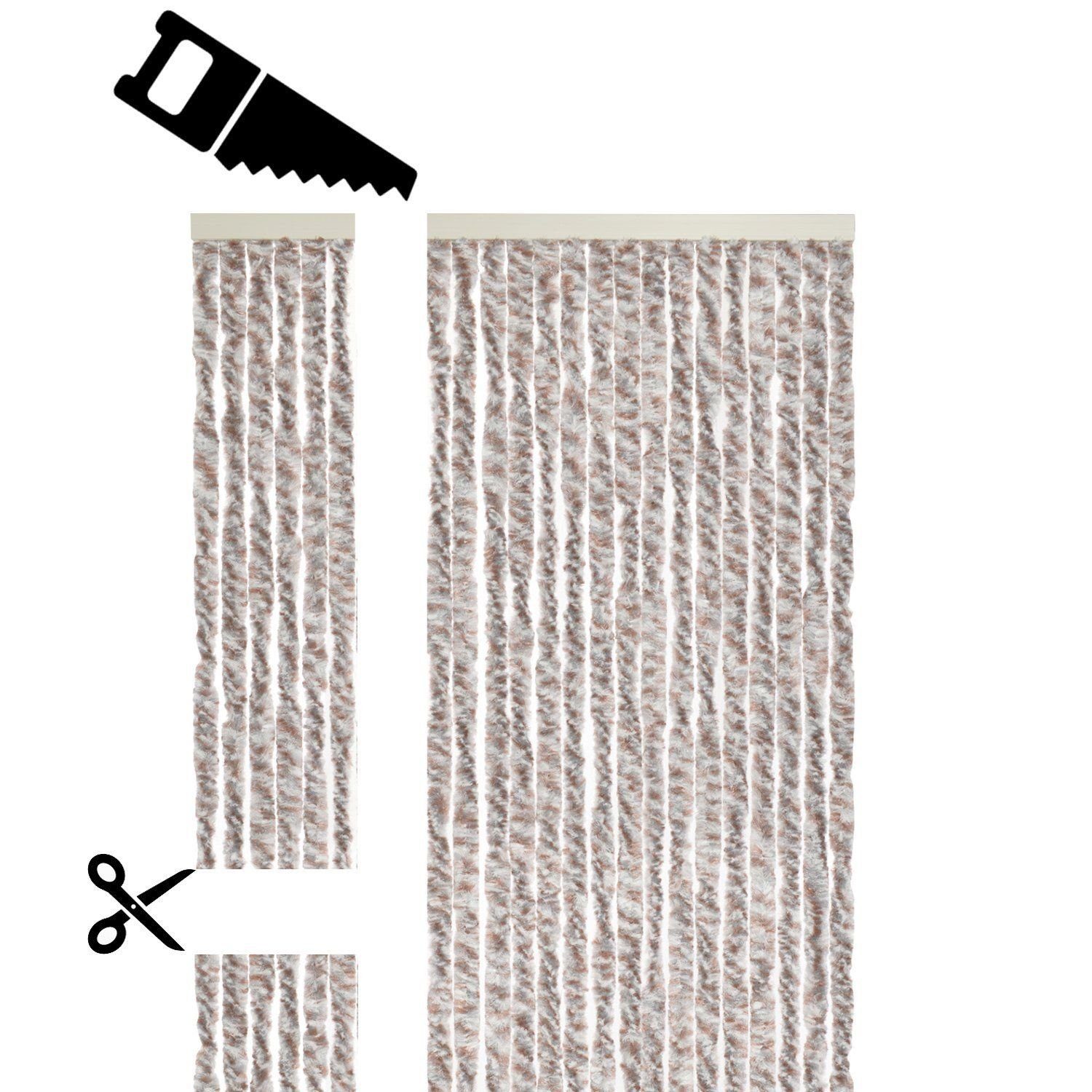 Defactoshop Insektenschutz-Vorhang Türvorhang Flauschvorhang PVC 100x200cm 90x200cm Grau/Weiss MIX, BxH 90x200cm,100x200cm