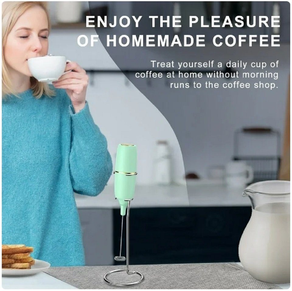 Daskoo Milchaufschäumer Handgehaltener Milchaufschäumer, elektrischer Milchaufschäumer, für Kaffee, Latte, Cappuccino, Matcha und heiße Schokolade