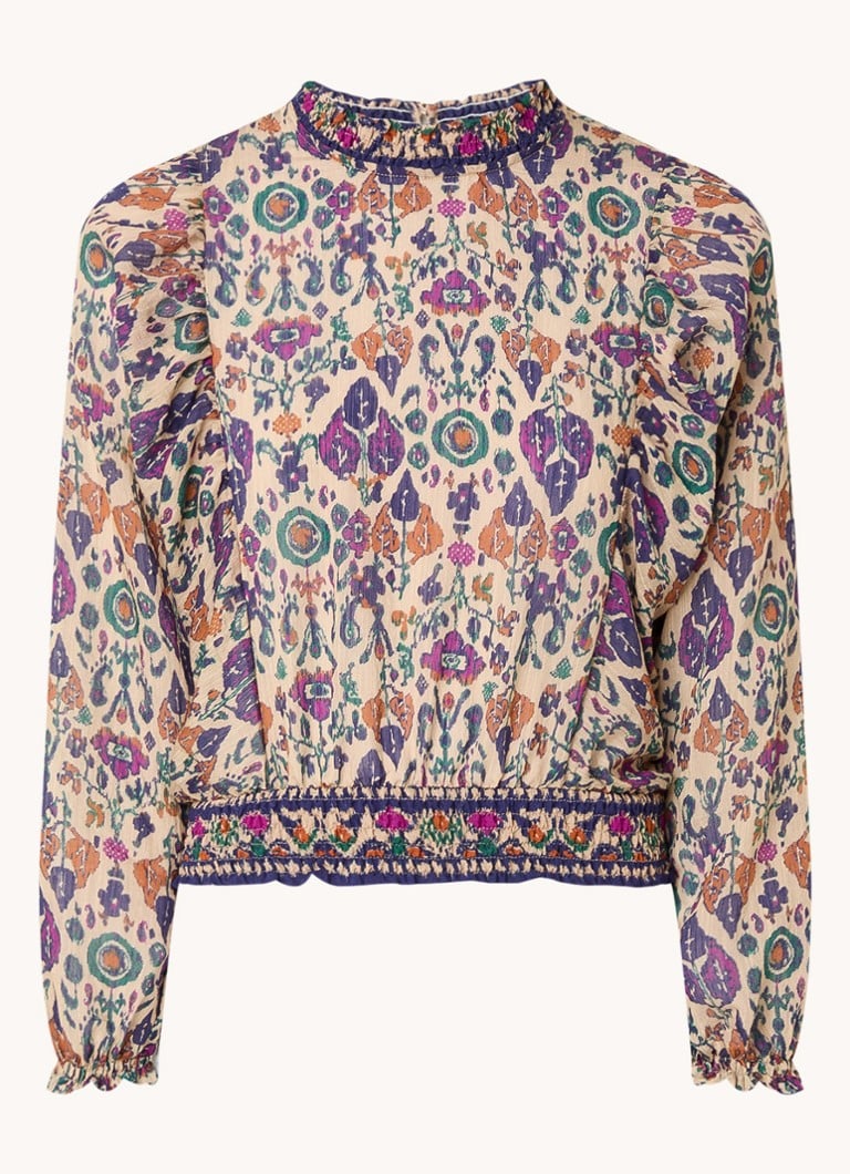 Sessùn Duchess tunic with stand-up collar and print