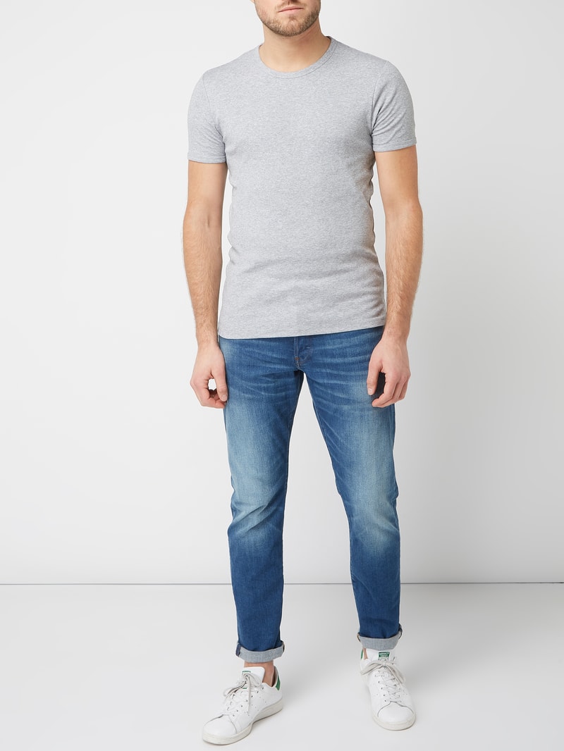 Slim Fit T-Shirt aus Organic Cotton in mittelgrau meliert
