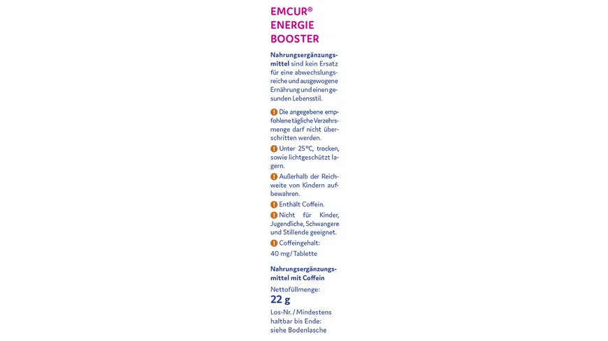 EMCUR® Energie Booster 30 Tabletten