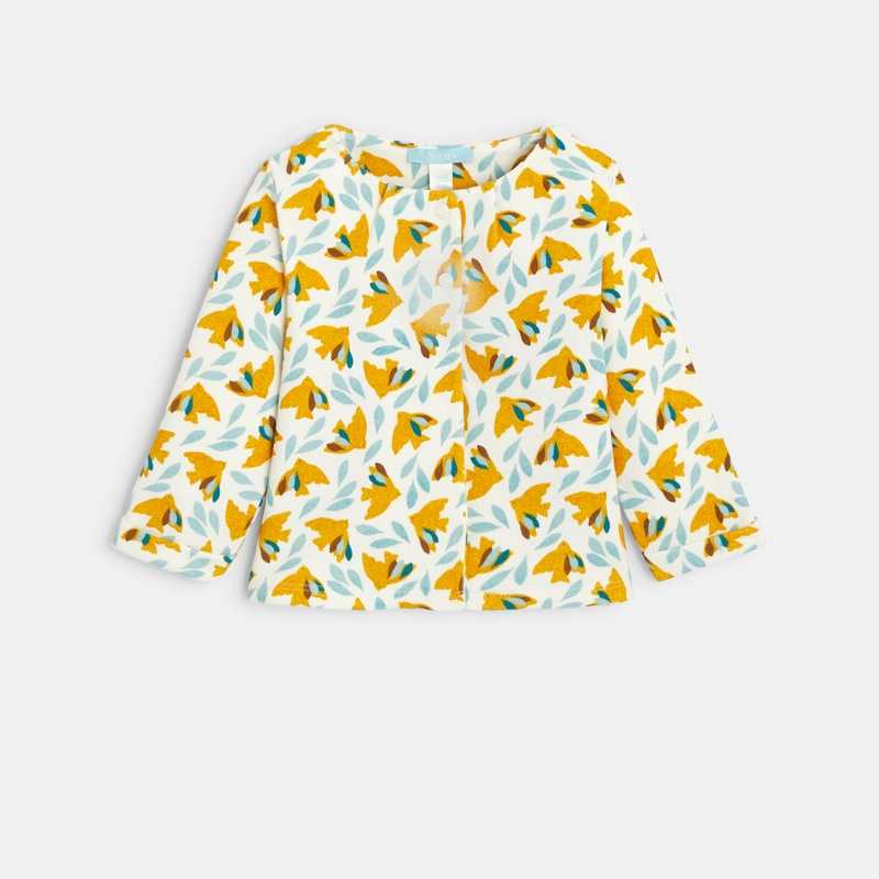 Gilet molleton oiseaux jaune bébé fille
