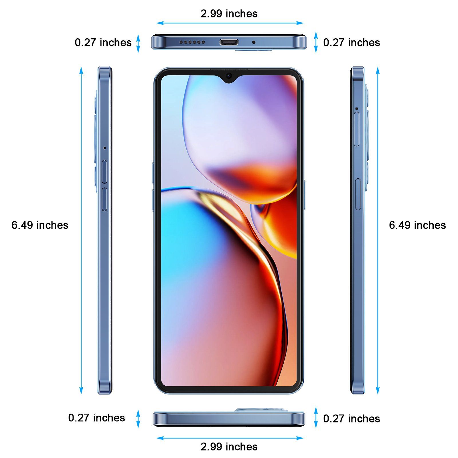 XGODY Mate 50, 3G RAM, 32G ROM Smartphone (16,66 cm/6.56 Zoll, 32 GB Speicherplatz, 18 MP Kamera, Gesichtserkennung, Dual-SIM, Erweiterung Speicher Max. 256GB)